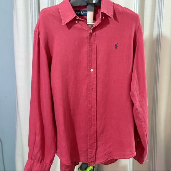2/$20  Ralph Lauren Men's Casual Button Down linin Deep Red - Picture 2 of 5